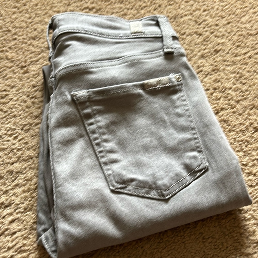 7 for All Mankind high rise light gray skinny jeans